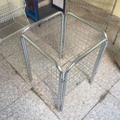 Electroplating float promotion stand wire shelf Folding Wire Mesh Cage Dump Bin Display with Adjustable Bottom Shelf 