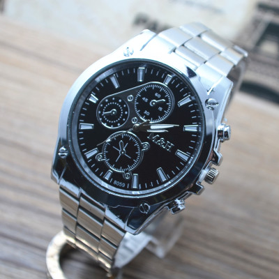 Cross-Border Foreign Trade Popular Business Casual Men's Steel Strap Watch Fashion Three Eyes and Six Needles Scale Men's Quartz Watch Wholesale