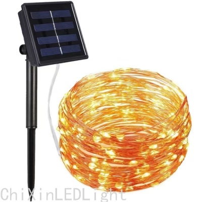 LED Solar Copper Wire Lamp 10 M 100 Lamp Outdoor Waterproof Courtyard Lighting Lamp Christmas Decorative String Lights
