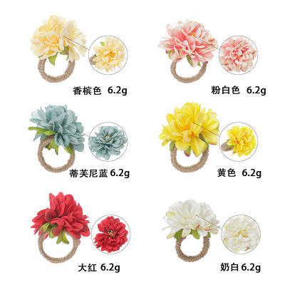 Hotel Artificial Flower Napkin Ring Hemp Rope Napkin Ring Western Restaurant Decoration Xiaoli Chrysanthemum Valentine's Day Napkin Ring