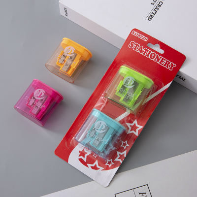 Two-Piece Double-Hole Pencil Sharpener Suction Card Stationery Set Student School Children Gift Prizes Foreign Trade