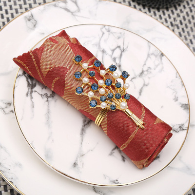 Creative Western Alloy Flower Beads Napkin Ring Wholesale Hotel Template Box Dining Table Supplies Napkin Ring Napkin Ring