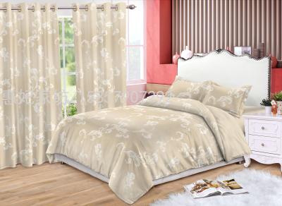 Wholesale Foreign Trade Cross-Border Curtain Four-Piece Set Amazon Curtain Set Digital Printing Bedding Customization