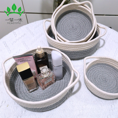 storage basket cotton thread jewelry basket cosmetics storage basket cotton string desktop storage box key remote control storage basket