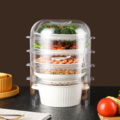 W15 Kitchen Transparent Insulation Pet Material Refrigerator Storage Lunch Box Stackable round Food Vegetable Cover Factory Wholesale