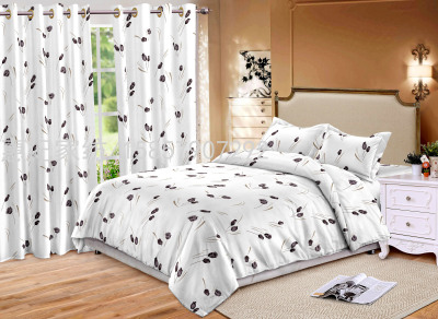 Wholesale Foreign Trade Cross-Border Curtain Four-Piece Set Amazon Curtain Set Digital Printing Bedding Customization