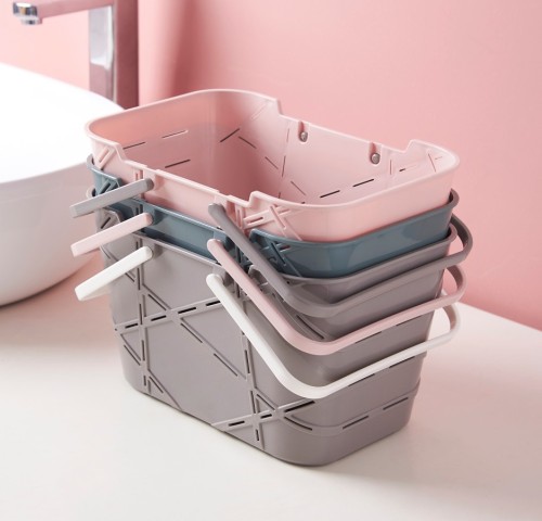 Striped Basket Portable Shopping Basket Storage Bath Plastic Basket Basket Wholesale