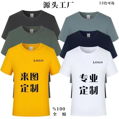 Custom round Neck Cotton Work Clothes Advertising Shirt T-shirt Group Clothes Custom Business Attire Party Polo Shirt Printed Logo