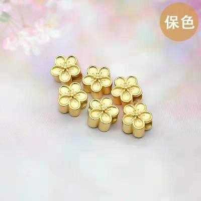 Alluvial Gold Peach Blossom Plum Bracelet Hand-Woven DIY Accessories Beads Accessories through Hole Vietnam Placer Gold Alluvial Gold Peach Blossom Beaded