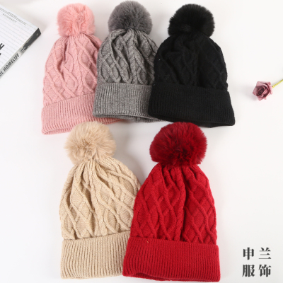 Soft Hand Feeling, Various Colors and Styles, Winter Thermal Knitting Sleeve Cap Pop and Tip Decorative Women's Woolen Cap