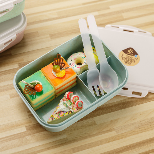 single-layer compartment portable insulated lunch box microwave oven heated plastic lunch box set student office worker lunch box