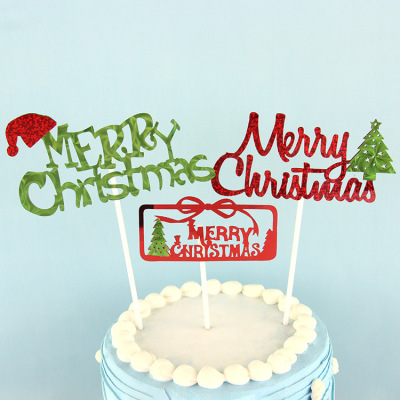 Party Christmas Series Bright Merry Christmas Merry Christmas Cake Decoration Dessert Card