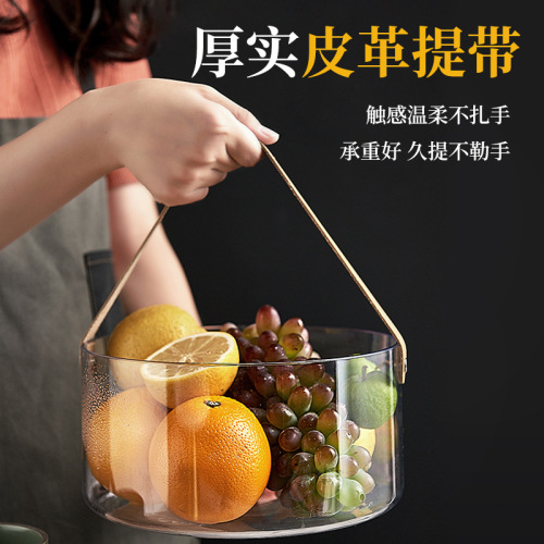 online celebrity ins light luxury portable fruit happy bucket round ice bucket living room snack fruit plate flower arrangement transparent fruit basket