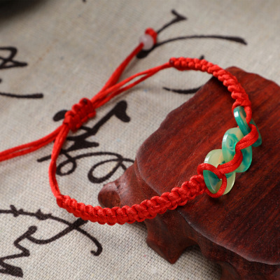 Handmade Braided Red Rope Bracelet Ethnic Style Xingyue Bodhi Red Rope Peace Buckle Hand Weaving Bracelet Source Manufacturer