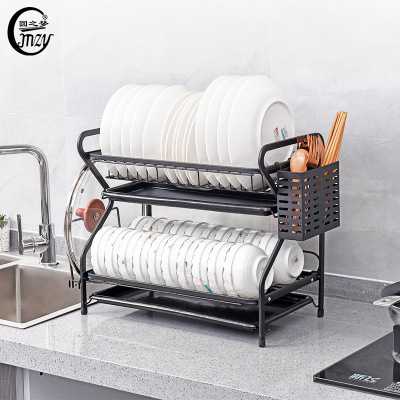 Dish Draining Rack Kitchen Tableware Rack Household Tableware Double Layered Storage Rack