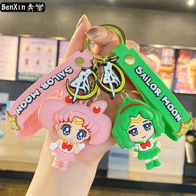 New Cartoon Beautiful Girl Keychain Pendant Epoxy Three-Dimensional Doll Exquisite Business Gift Couple Bags Hanging Ornament