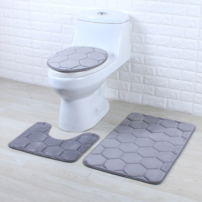 European and American Simple Nest Bee Thin Flannel 8mm Bathroom Absorbent Non-Slip Carpet Floor Mat Toilet Three-Piece Carpet