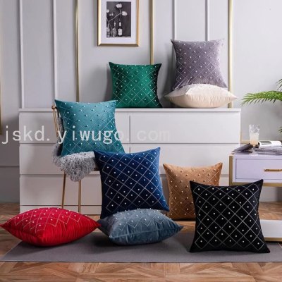 Factory Direct Sales New Velvet Light Luxury Pearl Pillow Cover Simple Fashion Sofa Car Pillow Cushion Coat