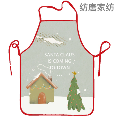 Cross-Border New Arrival Christmas Decorations Fabric Craft Printing Santa Claus Christmas Apron Restaurant Bar Party Atmosphere Decorations