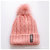 Women's Korean-Style Letter Labeling Fleece-Lined Warm Hat Thick Fashion Fur Ball Hat Winter Woolen Knitted Hat