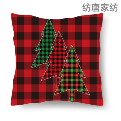 Cross-Border Hot Sale Red Christmas Golden Bow Red Black Plaid Amazon AliExpress Red Pillow Cover H