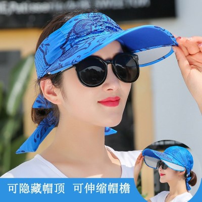 Summer Korean Style Retractable Women's Sun Hat Casual Sun-Proof UV Protection Wide Brim Hat Outdoor Cycling Sun Hat