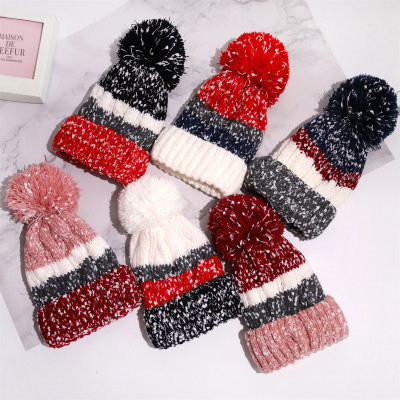 Autumn and Winter Korean Style Casual Hat Ladies New Fur Ball Knitted Hat Fashion Leisure Warm off-the-Face-Hat Wholesale