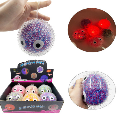 Creative New 10cm Big Eye Squeeze Air Foam Luminous Ball TPR Pressure Reduction Toy Squeeze Luminous Ball