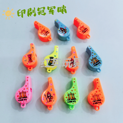 New Macaron Color Printing Champion Plastic Whistle Sports Activity Refueling Cheer Products Capsule Toy Blind Box Accessories