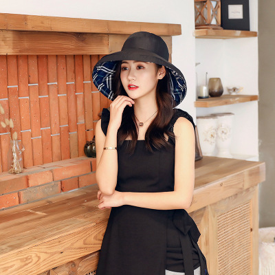 Hot Selling Southeast Asian Summer Women's Hat Spring Plaid Bucket Hat Fashion Trend Two-Side Wearable Hat