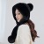 2021 Autumn and Winter New Snow Warm Rabbit Fur Comfortable Knitted Hat Cute Fleece Lined Fur Ball Show Face Small Scarf Hat
