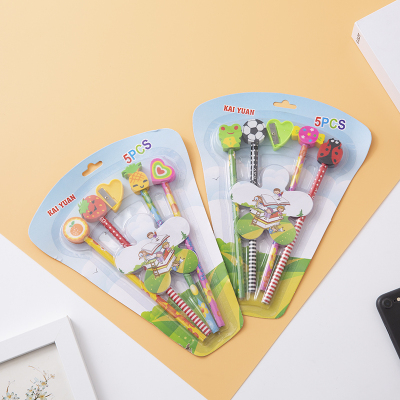 Cartoon Creative Eraser Pencil Set Foreign Trade Domestic Sales Hot Sale Stationery Suction Card Set School Season Prize