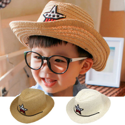 Summer Korean Style Baby Boy Outdoor Sun Hat Beach Sun-Proof Straw Hat Five-Pointed Star Knight Hat Factory Direct Sales