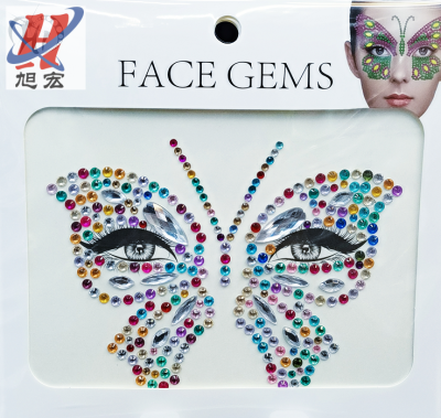 Butterfly Acrylic Stickers Face Pasters New Diamond Sticker Halloween Creative Performance Party Role Playing Facial Resin