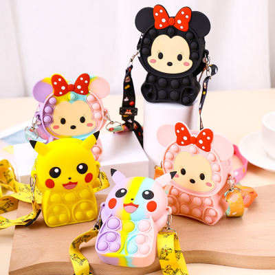 New Cross-Border Amazon Minnie Cartoon Rat Killer Pioneer Bubble Press Silicone Crossbody Zipper Coin Purse