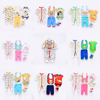 Pyf Spring Baby Clothing Super Cute Refined Cotton Jumpsuit Cartoon Suit European and American Foreign Trade Style Five-Piece Suit