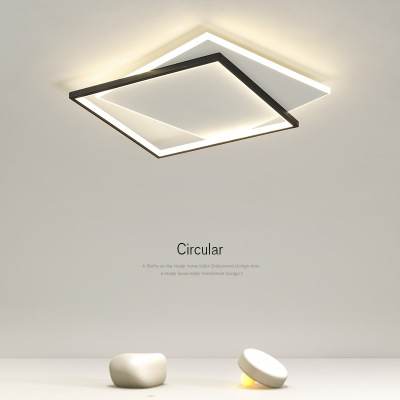 Creative Square Ceiling Lamp Led Bedroom Light Modern Minimalist Nordic Geometric Study Master Bedroom Bedroom Bedroom Lamps