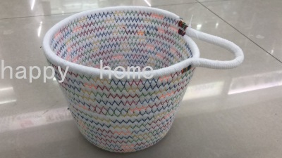 Small Ears Cotton String Woven Storage Basket Foldable Cotton String Laundry Basket Sundries Toy Storage Woven Basket