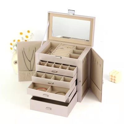 New Jewellery Box Exquisite Multi-Layer Large-Capacity Jewelry Necklace with Lock Earring Ring Jewelry Storage Box