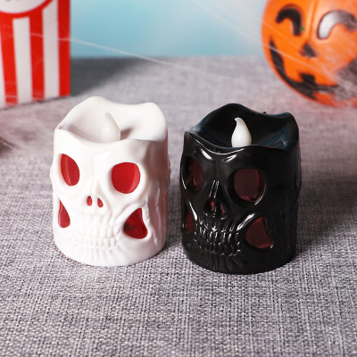 Halloween Decoration Skull Light Led Colorful Gradient Candle Light Horror Props Small Night Lamp