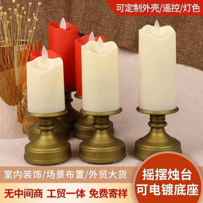 Bronze Candlestick Base Electronic Flickering Flame Candle