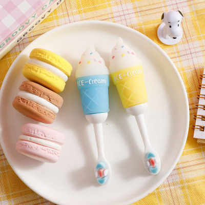 New Cute Ice Cream Children's Toothbrush Cartoon Silicone Soft Bristles Toothbrush Baby Manual Cleaning Ten Thousand Hair Toothbrush 3 +