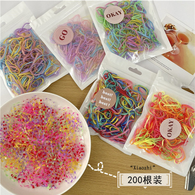 Bagged Color Disposable Rubber Band High Elastic Strong Pull Constantly Rubber Band Girls' Hair Band Basic Hair Accessories