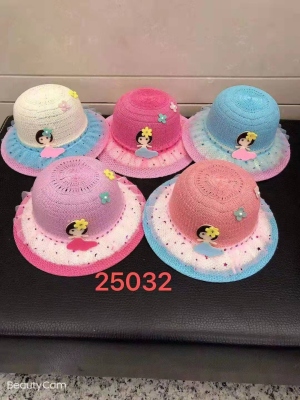 New Baby Girl Hat Beach Children's Straw Hat Youyagongzhu Lace Bucket Hat Summer Sun Protection Little Girl