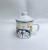 7cm Thickened Enamel Cup with Cover Cartoon Drinking Cup Baby Water Glass Milk Cup