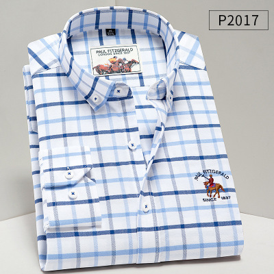 Oxford Plaid Shirt Custom Long-Sleeved Cotton Slim Shirt Men's Business Casual Men's Shirt Custom Logo