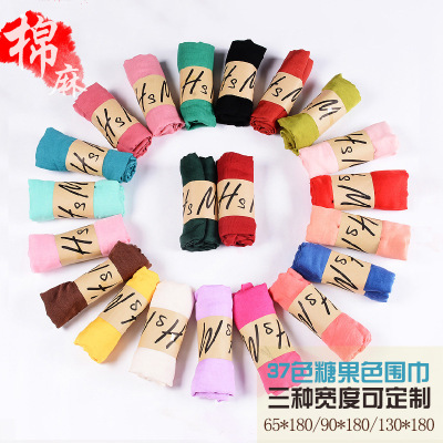 and Winter New Cotton and Linen Scarf Women's Solid Color Cotton and Linen Scarf Stall Gift Gift Factory Direct Sales