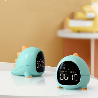 New Creative Cartoon Little Dinosaur Alarm Clock Children's Bedroom Learning Clock Large Digital LED Charging Little Alarm Clock