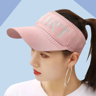 Spring and Summer Letters Fashion Sports Outdoor Leisure Knitted Topless Hat Korean Style Sun Hat Baseball Cap for Women