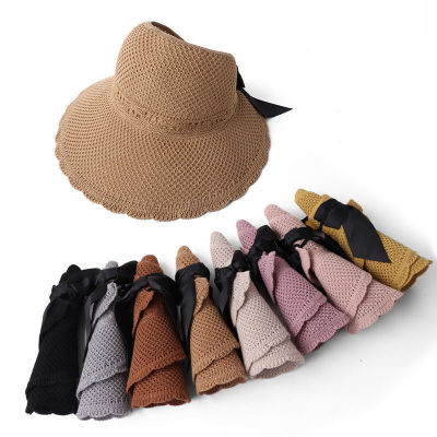 Sunshade Big Brim Sun Hat UV Protection Roll Foldable Air Top Summer Hat Women's Summer Breathable Wholesale Straw Hat
